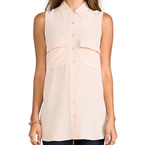 Equipment Tops - NWT Equipment Sleeveless Signature in Nude Silk Button Down Blouse Shirt L